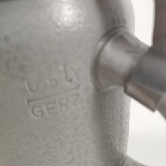 Gerz Salt Glaze Stein Relief Embossed Pottery with Pewter Lid Vtg W.Germany 6.5" - Picture 4 of 13